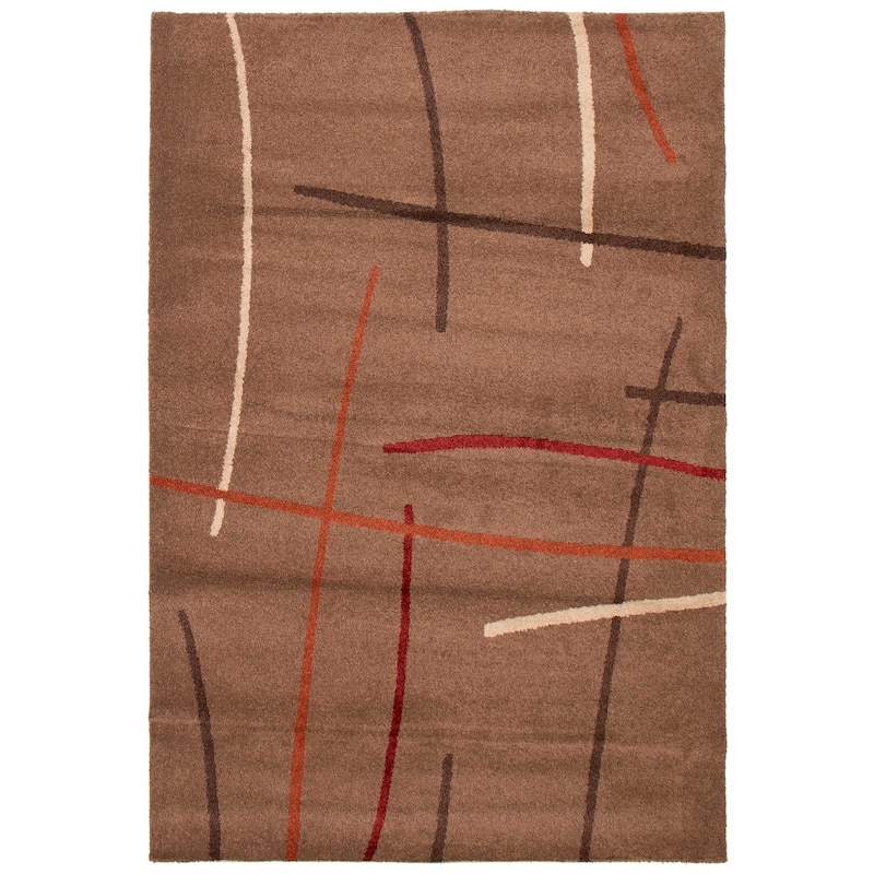 ECARPETGALLERY Machine Woven Lotus Mod Brown Polypropylene Rug - 6'7 x 9'8 - Brown - 6'7 x 9'8