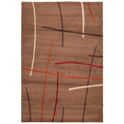 ECARPETGALLERY Machine Woven Lotus Mod Brown Polypropylene Rug - 6'7 x 9'8