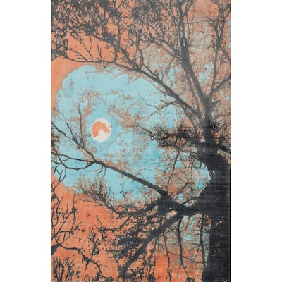 Hand Knotted Oriental Viscose Silk Carpet Modern Pictorial Multi-Colored Abstract Area Rug - 7' 11'' X 5' 6''