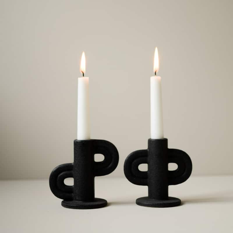 Swirl Slide Ceramic Tabletop Candle Holder - 4.5"