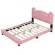 preview thumbnail 5 of 5, Pink Cute Pine Wood Upholstered Platform Bed with Cartoon Ears Headboard