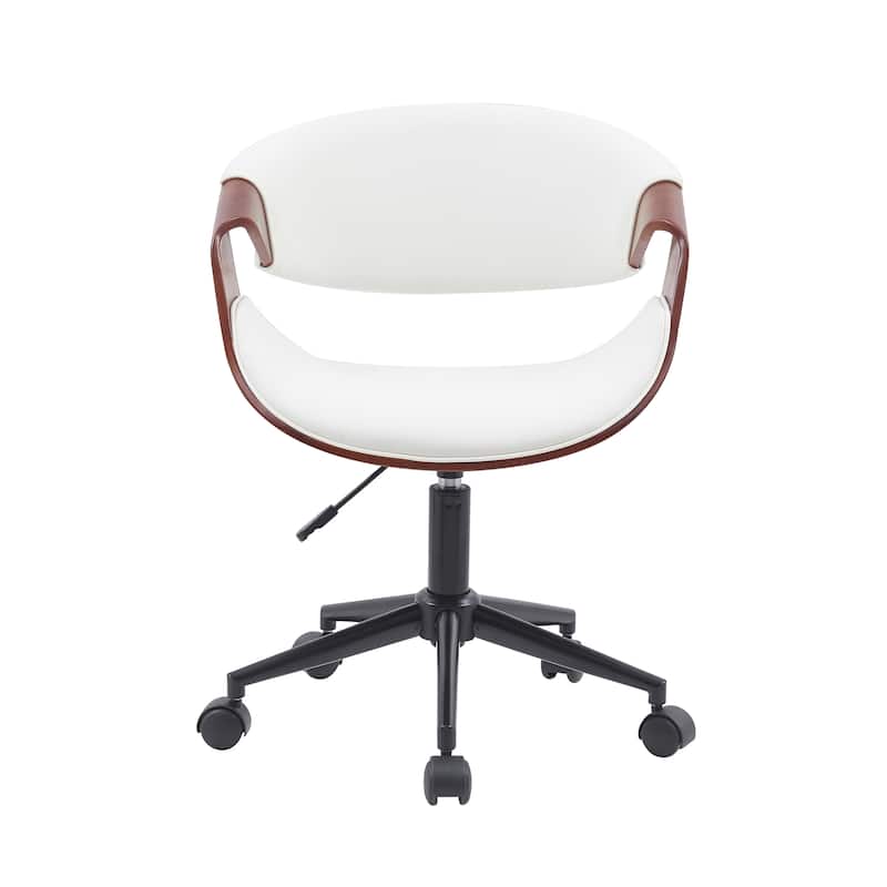 Porthos Home Elio Faux Leather Mid Century Office Chair with Black Metal Base