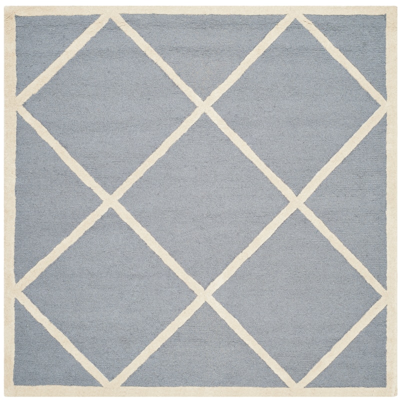 SAFAVIEH Handmade Cambridge Vija Modern Moroccan Wool Rug - 6' Square - Silver/Ivory