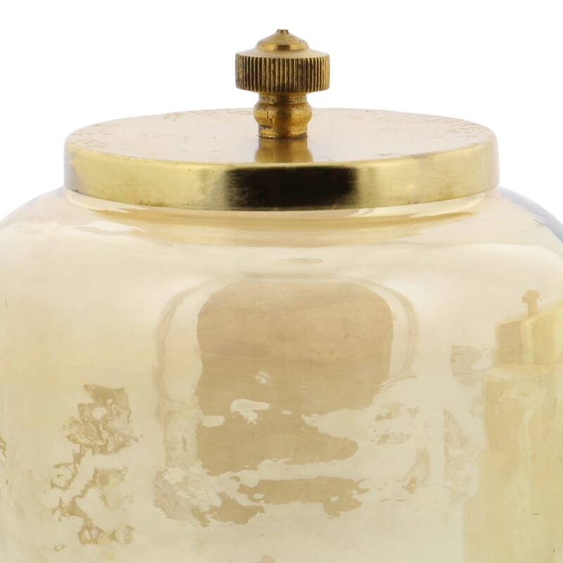 CosmoLiving by Cosmopolitan Gold Glass Living Room Decorative Jars with Metal Lids (Set of 2)