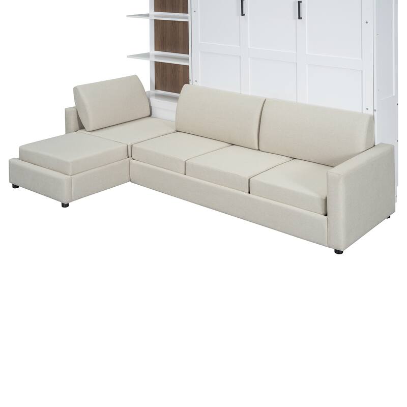 Queen Size Smart Murphy Bed - Space-Saving Wall Bed with Sofa and Shelves