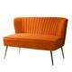HULALA HOME Monica Modern Velvet Tufted Loveseat with Metal Legs - ORANGE