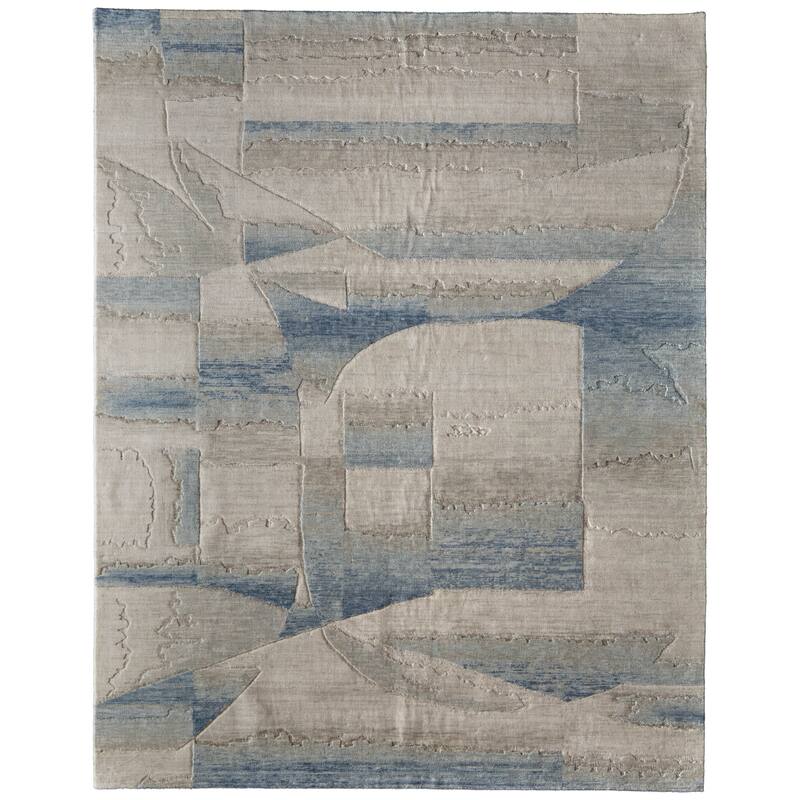 Grand Bazaar Hartman Machine Made Abstract Modern Area Rug - 4' x 6' - Blue/Ivory/Gray