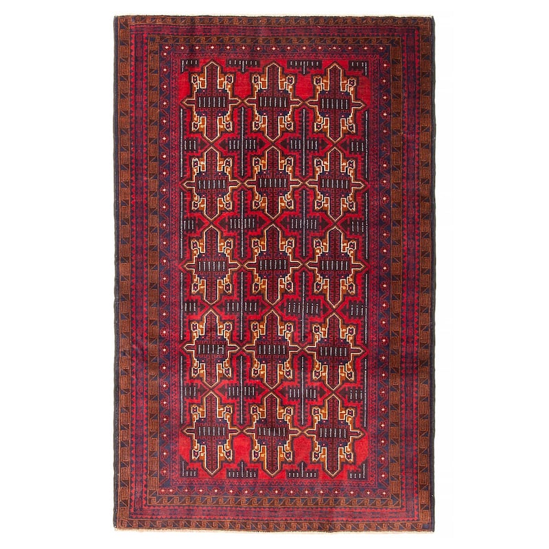 ECARPETGALLERY Hand-knotted Teimani Red Wool Rug - 3'10 x 6'3 - Red - 3'10 x 6'3
