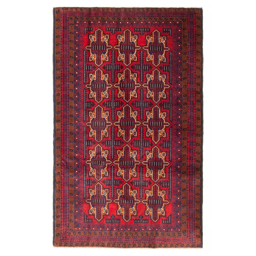 ECARPETGALLERY Hand-knotted Teimani Red Wool Rug - 3'10 x 6'3