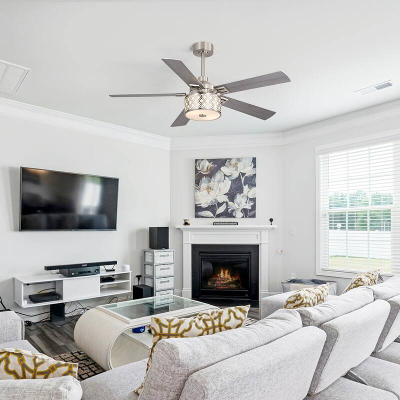 52" Reversible 5-Blade Caged Ceiling Fan with Light and Remote