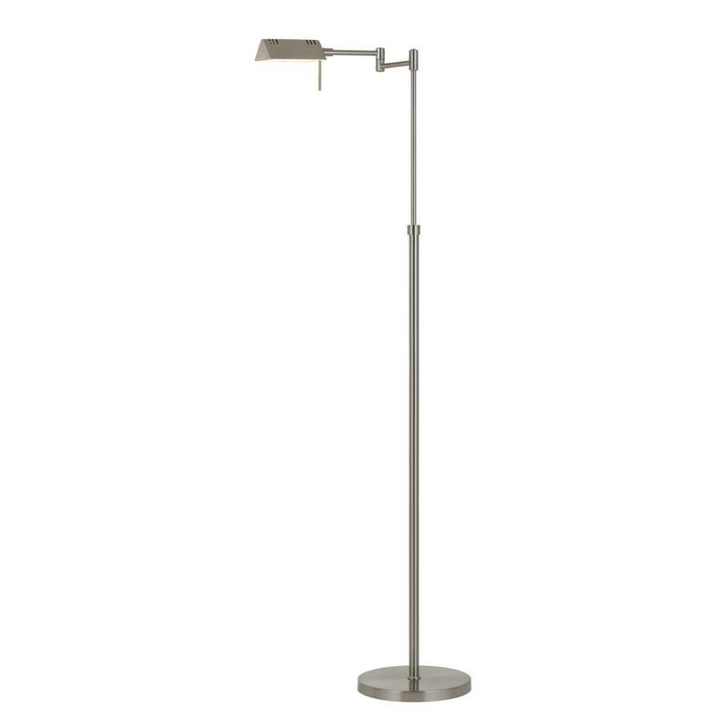 61" Nickel Metal Adjustable Swing Arm Floor Lamp With Gray Shade - 21.25" x 10" x 61"