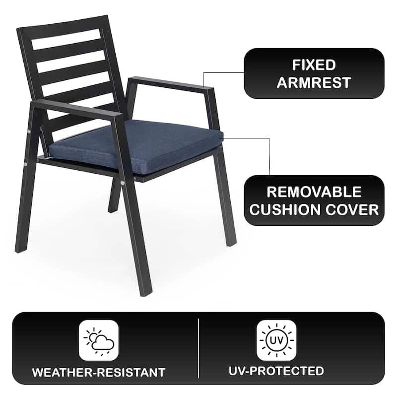 Chelsea Modern Mid-Century Patio Silhouette Aluminum Dining Chair with Olefin Fabric Cushions - 34.84