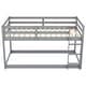 preview thumbnail 6 of 11, Stylish & Simple Twin Bunk Bed,Twin over Twin Floor Bunk Bed with Ladder