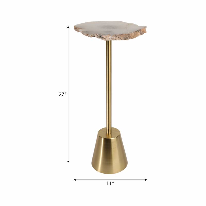 Freeform Agate Natural Edge Side Table with Metal Base