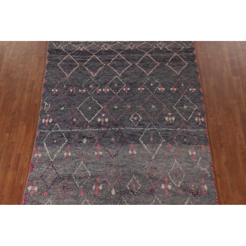 Plush Moroccan Area Rug Handmade Wool Carpet - 6'2" x 9'11"