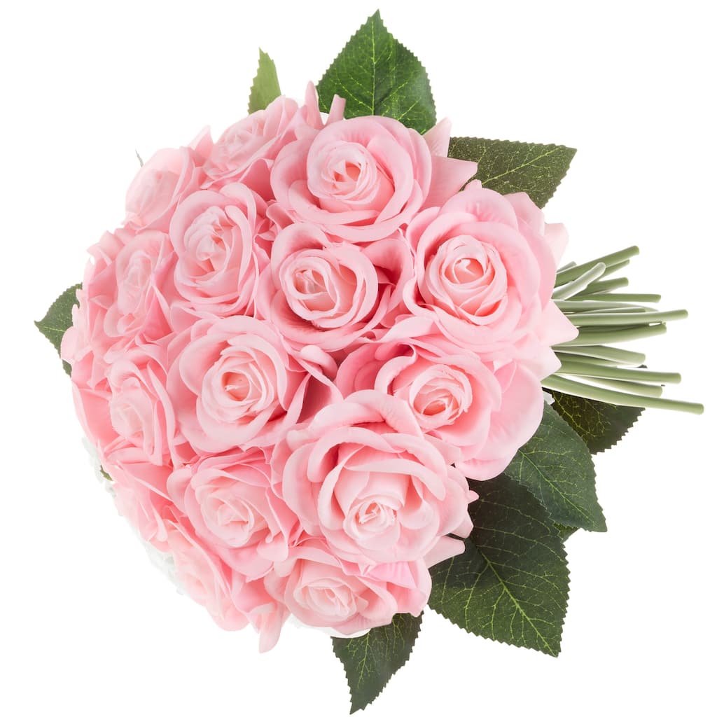 Pure Garden 18Pc Rose Artificial Flowers, Pink