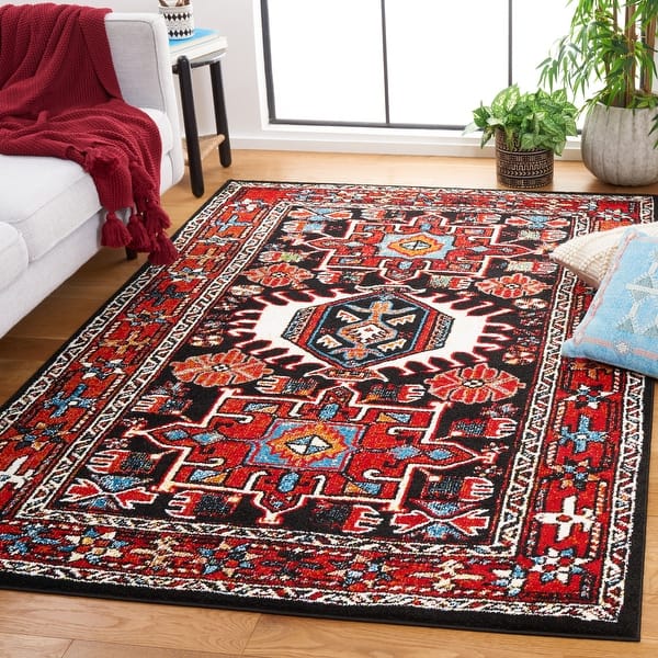 slide 2 of 13, SAFAVIEH Vintage Hamadan Reike Rug 6'7" Square - Red/Black - Square