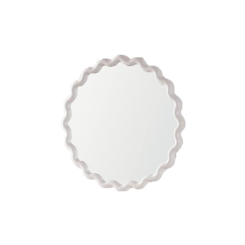 White Scalloped Round Wall Mirror