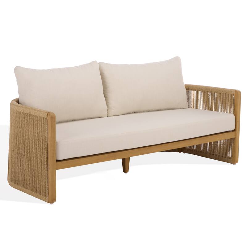 SAFAVIEH Couture Gale Teak & Hyacinth Patio Sofa - 70"W x 34"D x 24"H