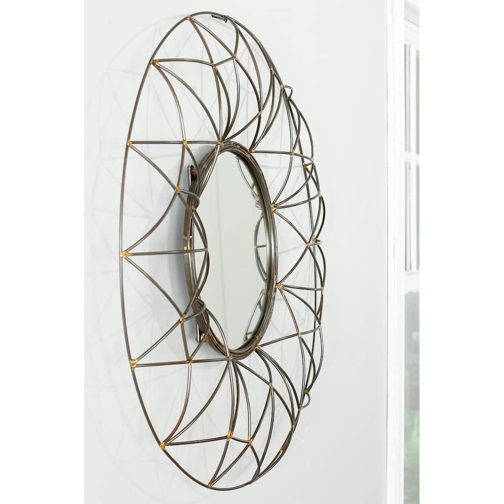SAFAVIEH Deolinda Iron 32-inch Round Decorative Mirror - 32" x 3.5" x 32" - 32Wx4Dx32H