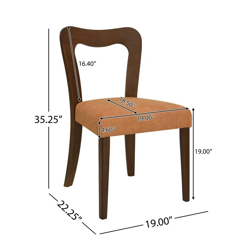 Set of 2 Modern Dining Chairs with Rubberwood Frame and Upholstered Seats - Open Back Armless Design