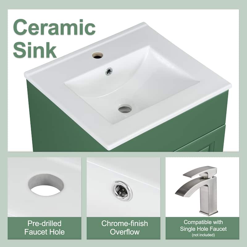 Bathroom Vanity with Sink, Vanity Set with Adjustable Shelf, Bathroom Cabinet with Storage Rack and Soft Closing Door