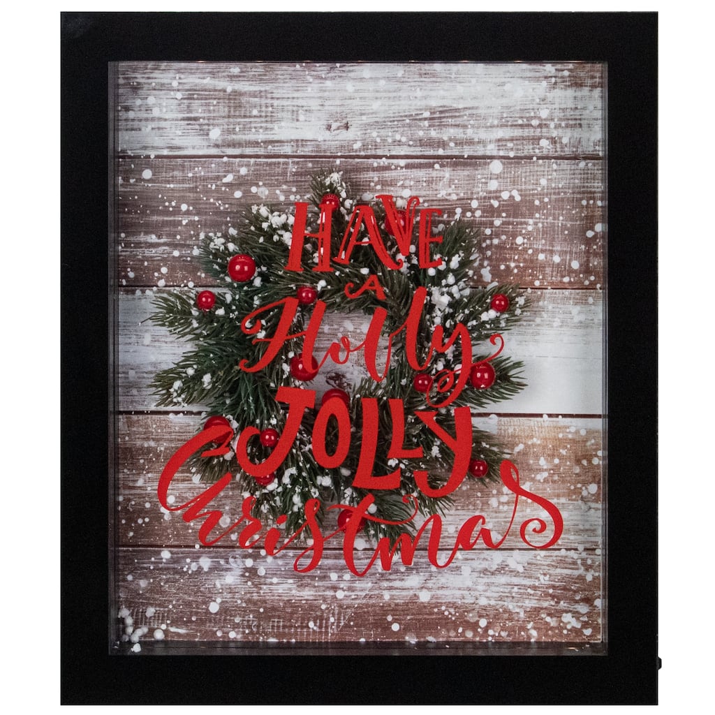 14" Black 3D "Have A Holly Jolly Christmas" LED Christmas Box Decor
