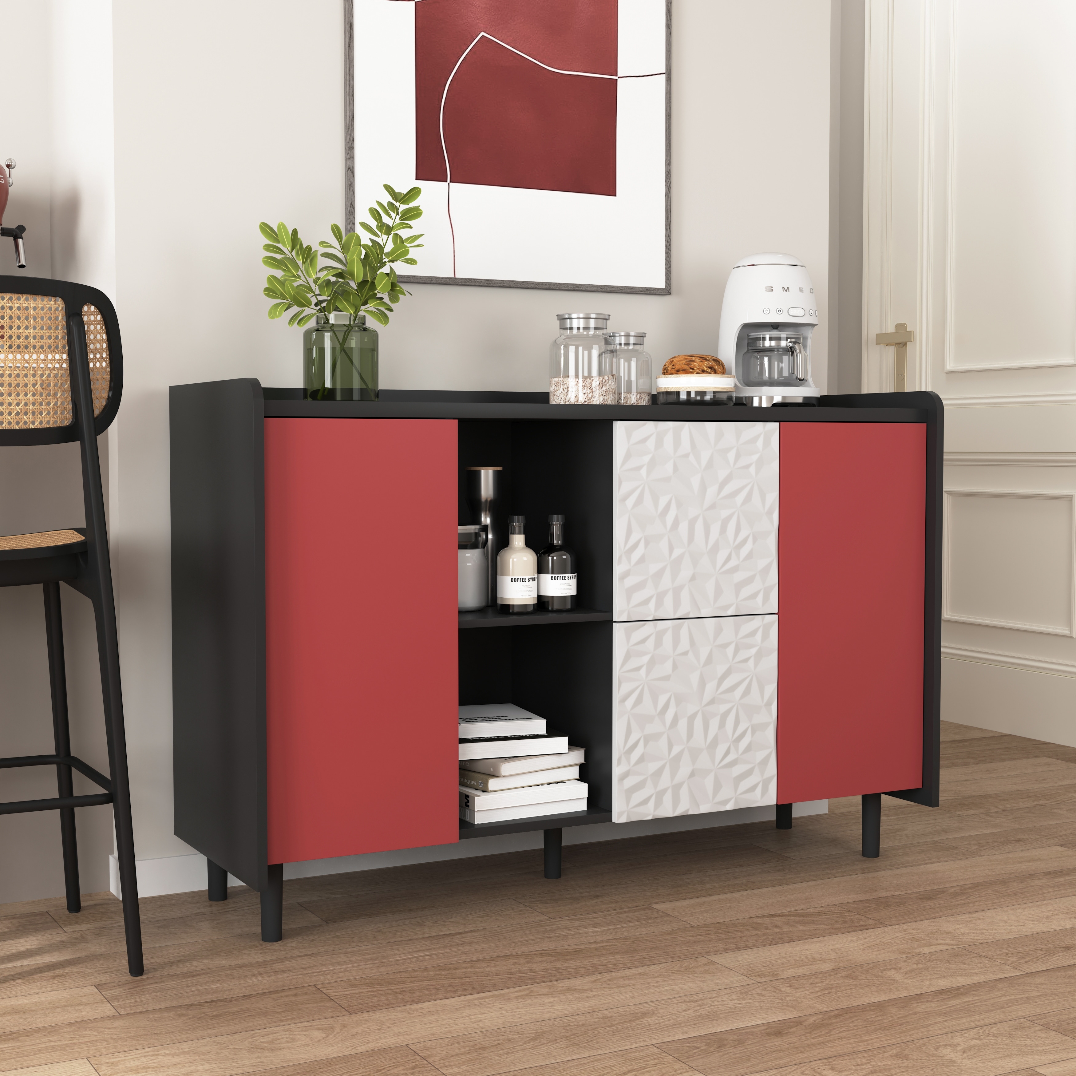 Modern Kitchen Buffet Cabinet Storage Sideboard with 2 Drawers