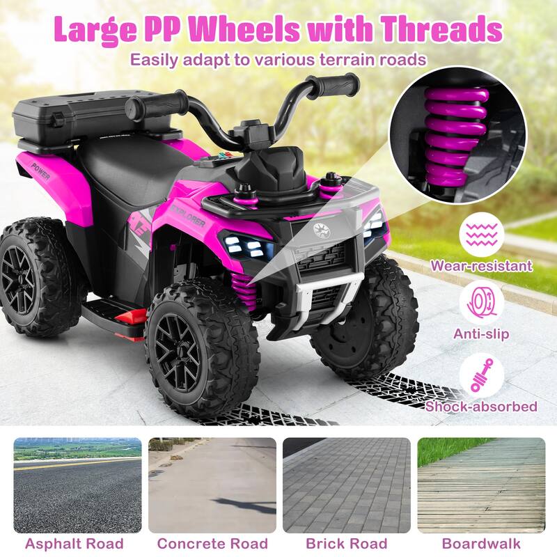 Gymax 6V Kids Ride On ATV w/ Music & Spray Function USB Port Storage