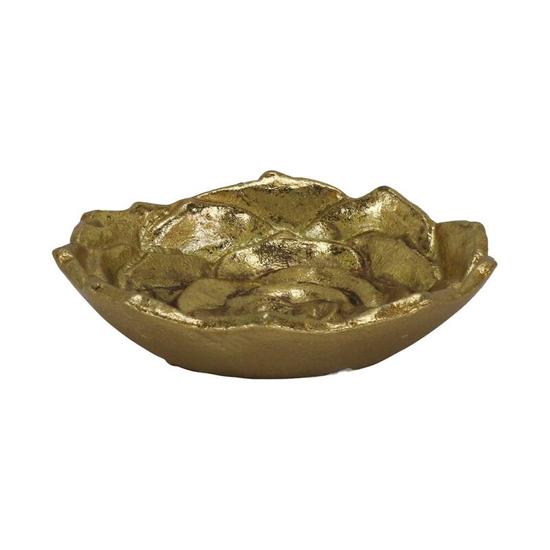 Cheung's Handmade Gold Leaf Cast Iron Lotus Table Decor - Small