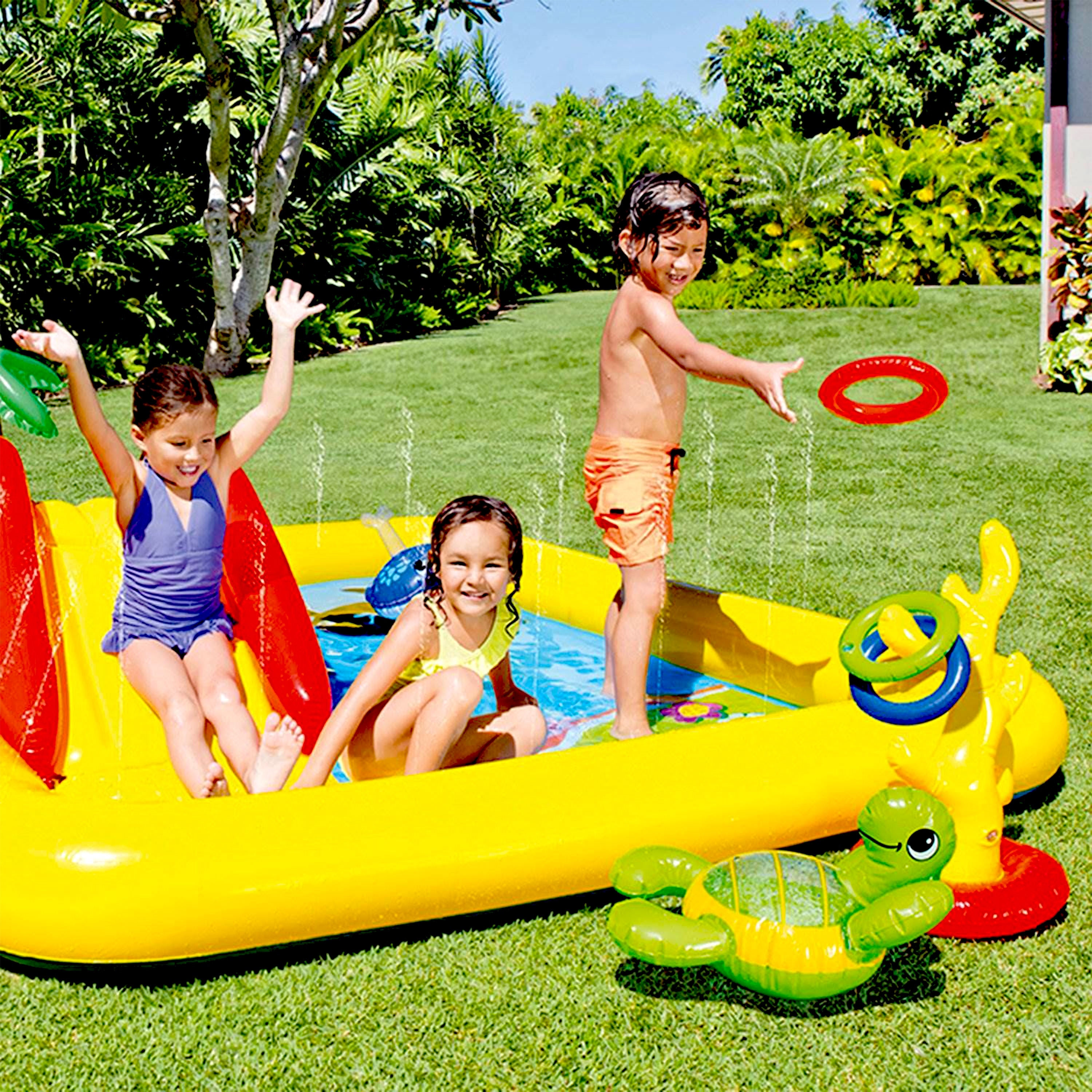 Intex 100x77 Inch Inflatable Ocean Play Center & 8.5x5.75 Inch Pool for 2-3 Kids - 14.8