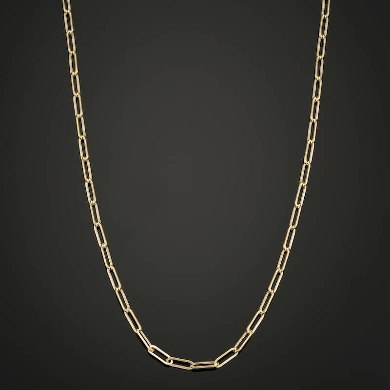 10k Yellow Gold 2.5 millimeter Polished Paperclip Link Chain Necklace
