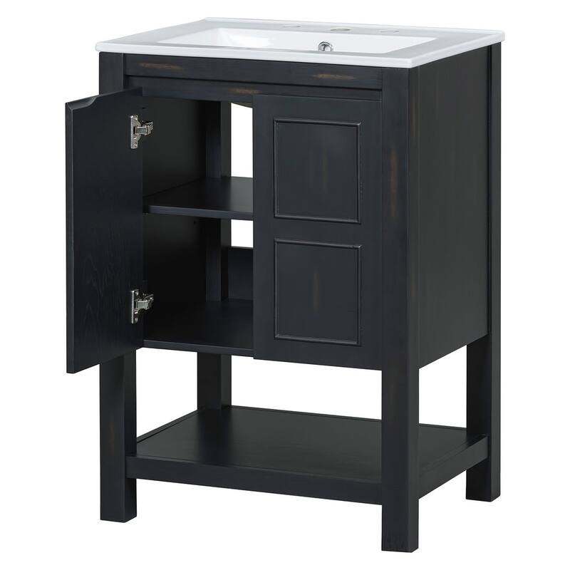24"/36" Antique Finish Bathroom Vanity Cabinet with Ceramic Sink