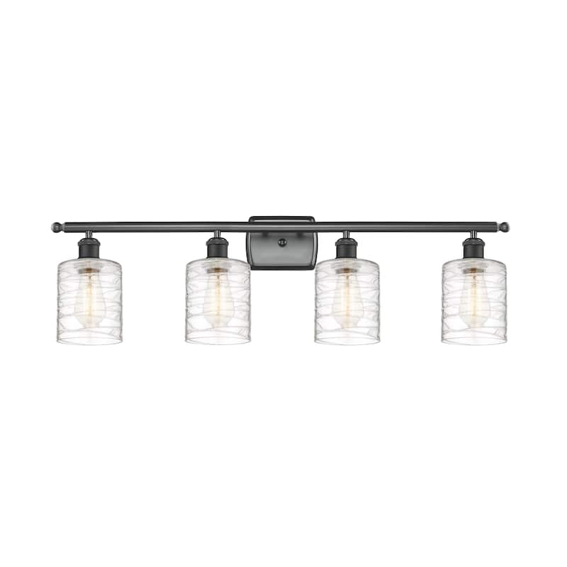 Innovations Lighting Ballston Cobbleskill - 4 Light 36" Bath Vanity Light - Deco Swirl/Matte Black Finish