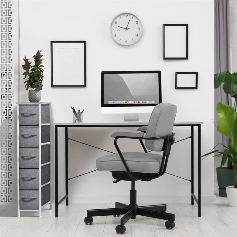 Sorbus Narrow Dresser with 5 Drawers - Vertical Slim Storage Chest of Drawers with Steel Frame, Wood Top & Easy Pull Fabric Bins