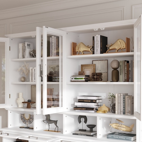 Modern Curio Display Cabinet 7-Tier Bookshelf with 16 Drawers