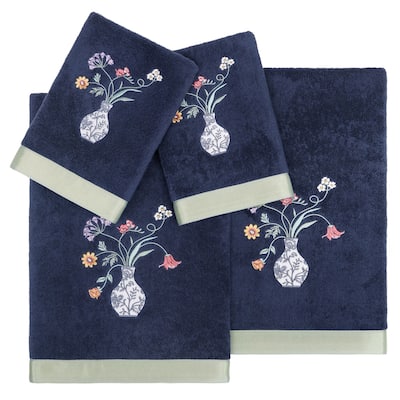 Authentic Hotel and Spa 100% Turkish Cotton Stella 4PC Embellished Towel Set
