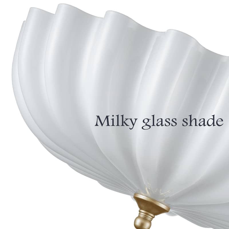 Vernazza Flush -Mount Gold Ceiling Light Brass with Milk Glass, 3-Bulbs