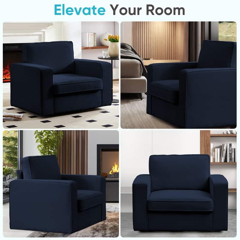 Mixoy Modern 360-degree Accent Swivel Chair,Chenille Upholstered Single Sofa Armchair