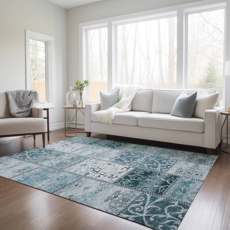 Alfifi Patchwork Weather Resistant Timeless Fusion Round Outdoor Rug