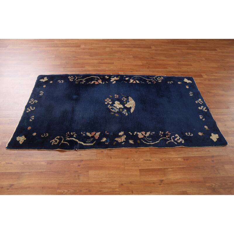 Antique Vegetable Dye Art Deco Chinese Oriental Wool Rug Hand-knotted - 3'1" x 5'9"