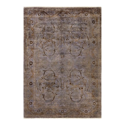 Overton Hand Knotted Wool Vintage Inspired Modern Contemporary Overdyed Gray Area Rug - 6' 0" x 8' 7"
