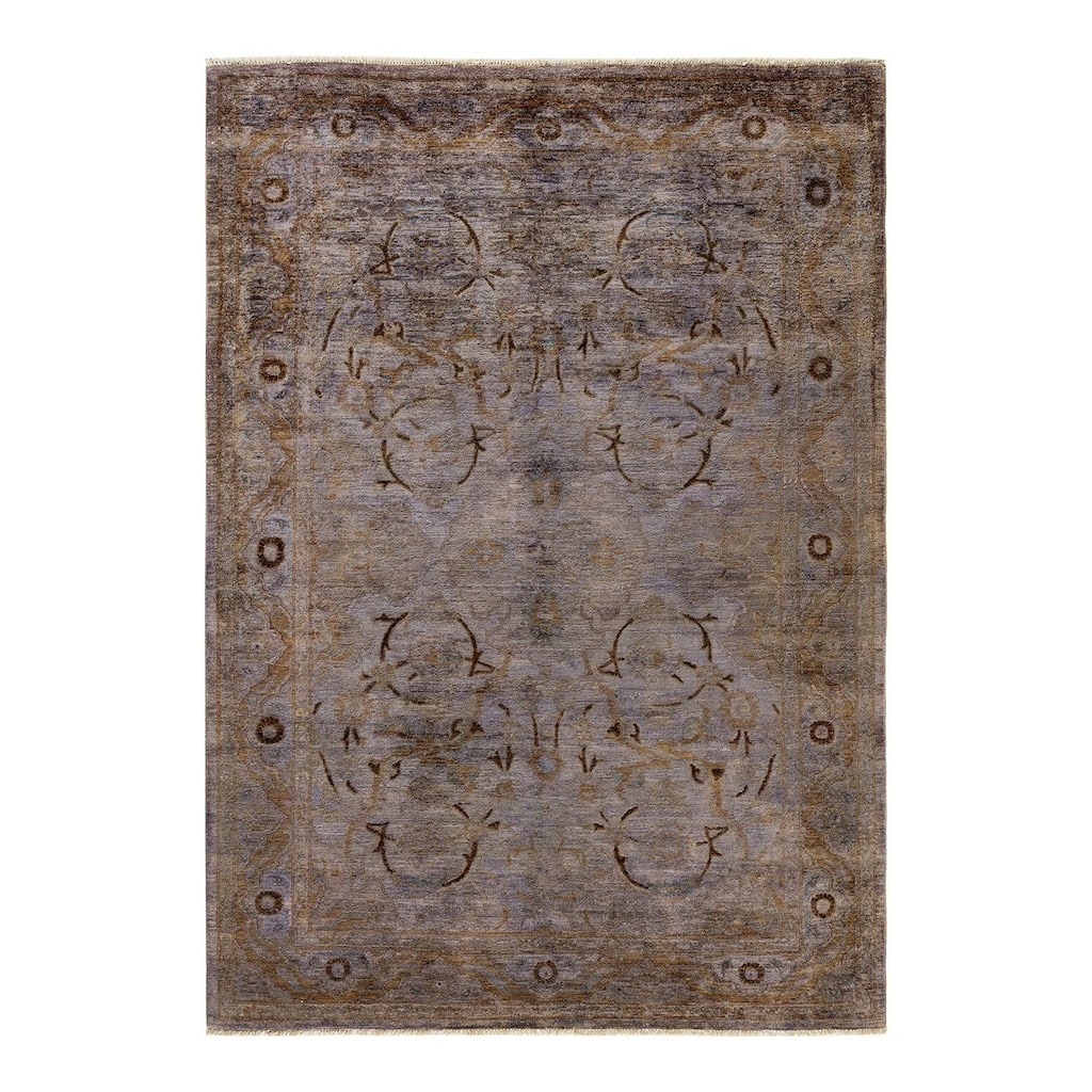 Overton Hand Knotted Wool Vintage Inspired Modern Contemporary Overdyed Gray Area Rug - 6' 0" x 8' 7"