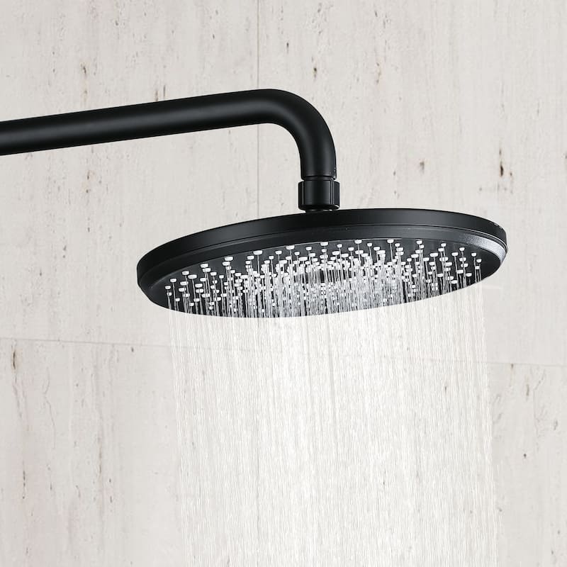 High Pressure 5-Way 9'' Rain Shower Head Black/Gold with Handheld Shower Slide Bar