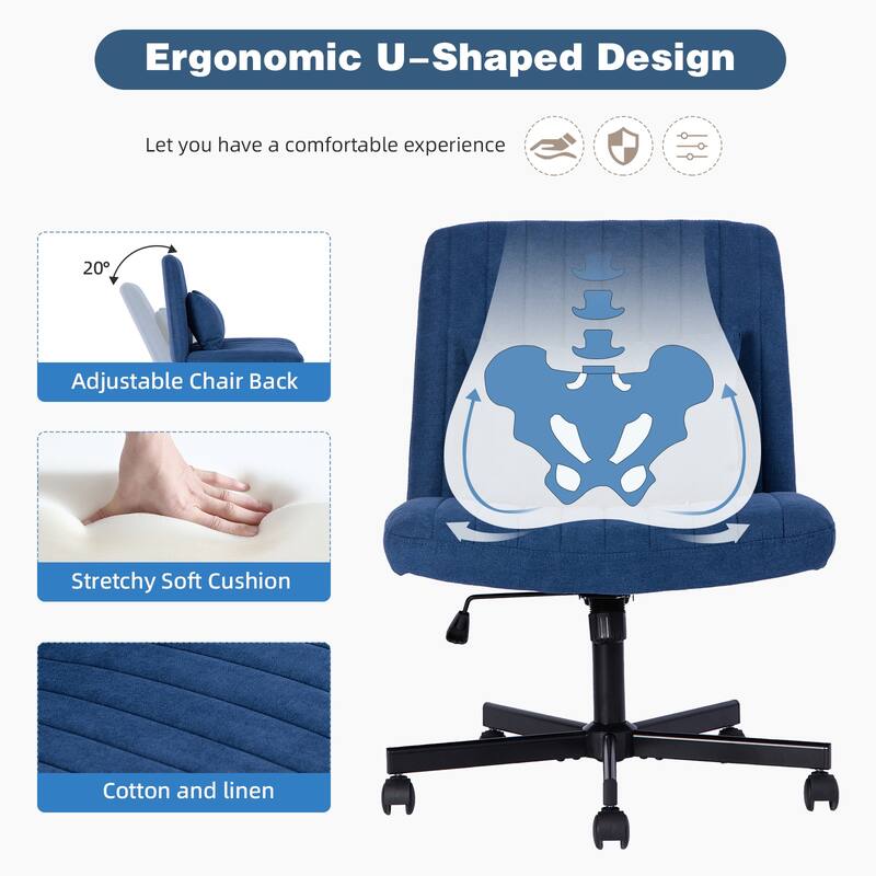 Modern Criss Cross Adjustable Armless Office Chair - Ideal for Home Office, Meditation & Makeup