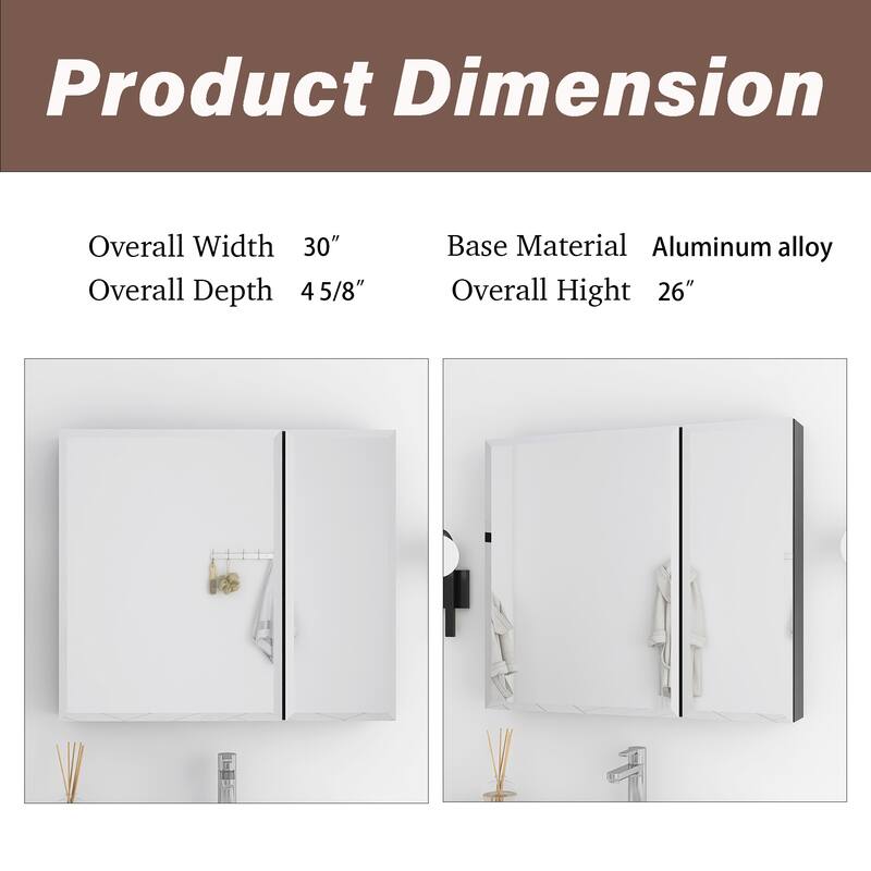 Rectangular Aluminum Medicine Cabinet with Mirror