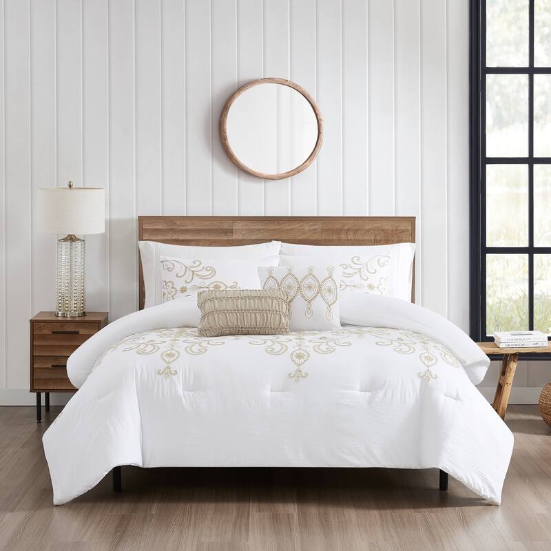 Modern Threads Sabrina 5-Piece Jacquard Comforter Set with Shams and Decorative Pillows