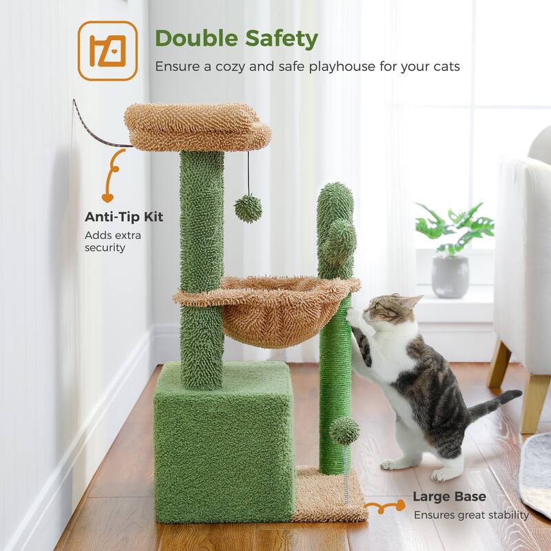4-in-1 Multi-Level Cat Tower, Cat Tree with Large Cat Condo, Cat Scratching Post for Cats with Deep Hammock & Cozy Top Perch