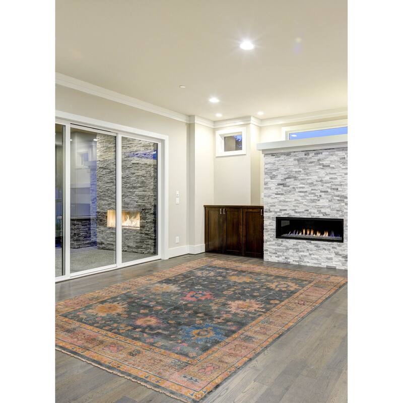 ECARPETGALLERY Hand-knotted Modern Oushak Dark Teal Wool Rug - 7'11 x 9'11