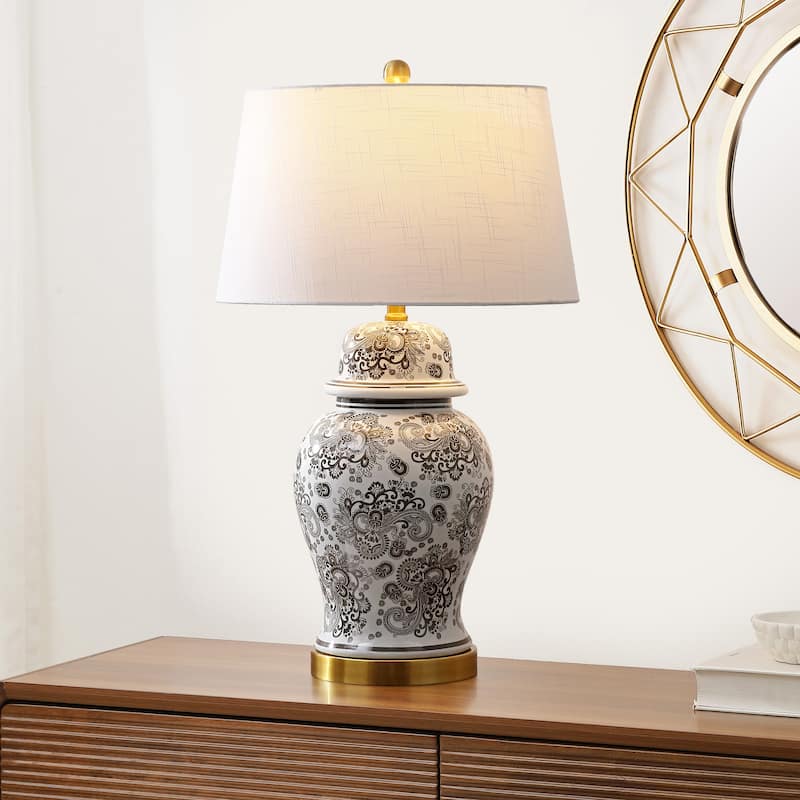 Grace 29.5" Ceramic LED Table Lamp, Blue/White by JONATHAN Y